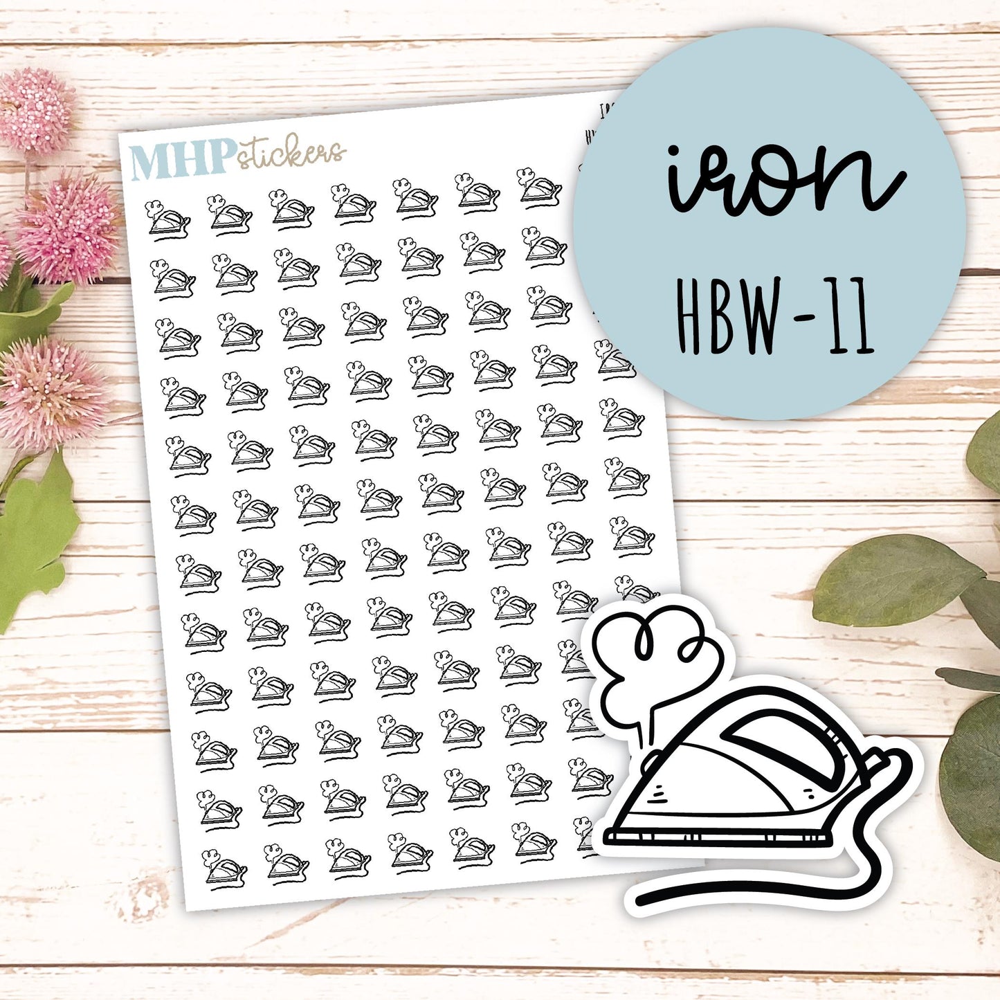 IRON - Black & White Icon. Planner Stickers || HBW-11