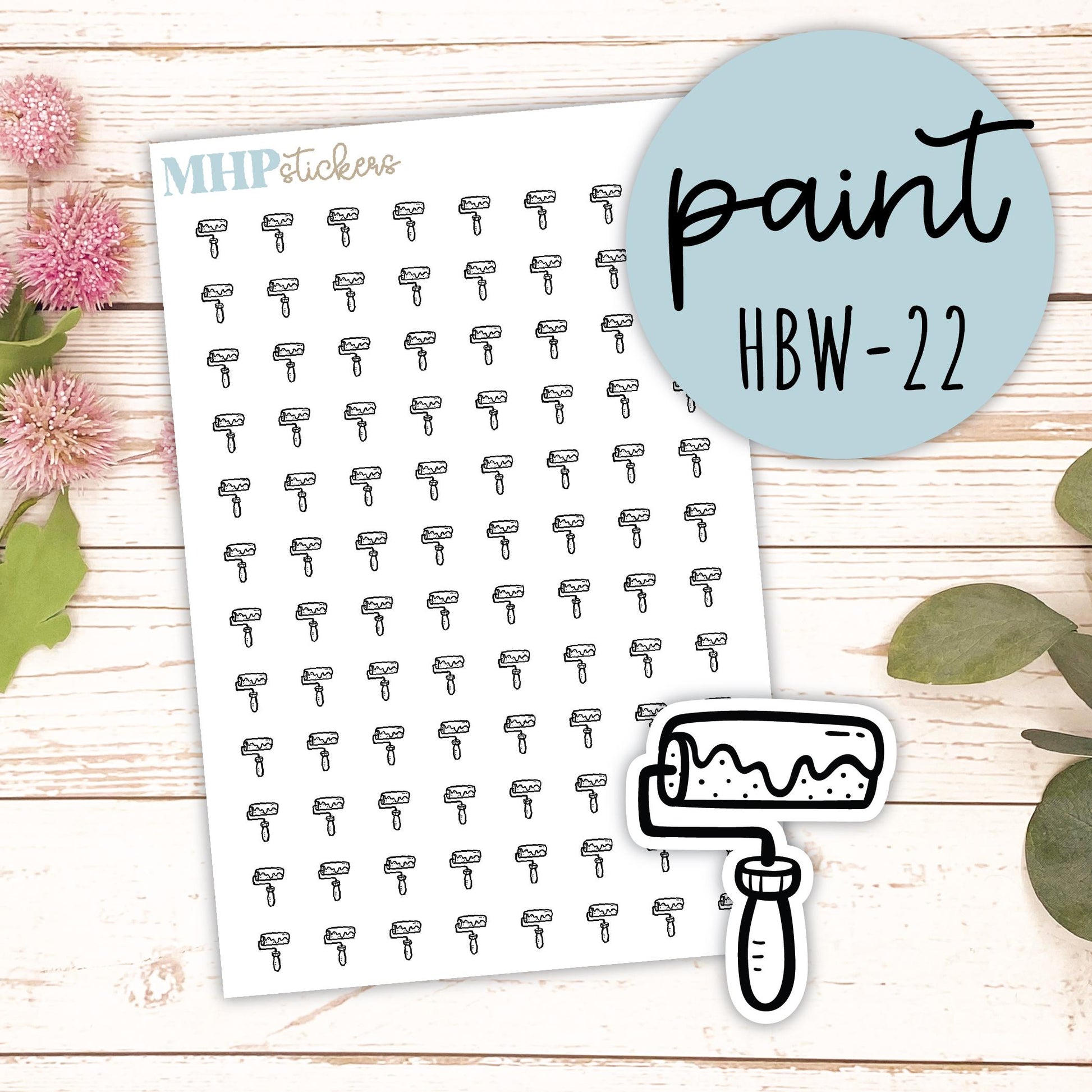 PAINT - Black & White Icon. Planner Stickers || HBW-22