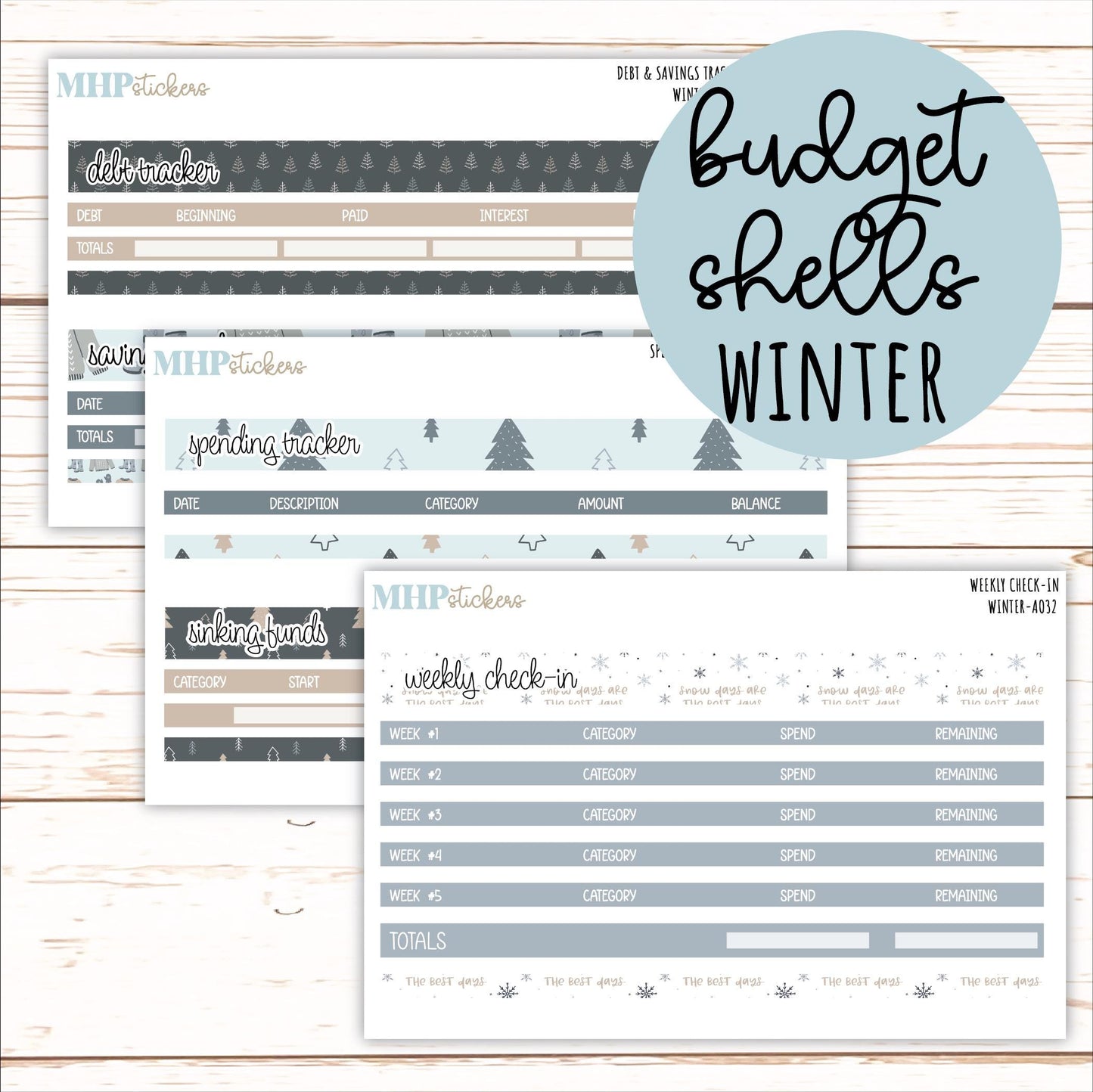 Budget Shells. Add-Ons for Laurel Denise Planners (WINTER) || AOW