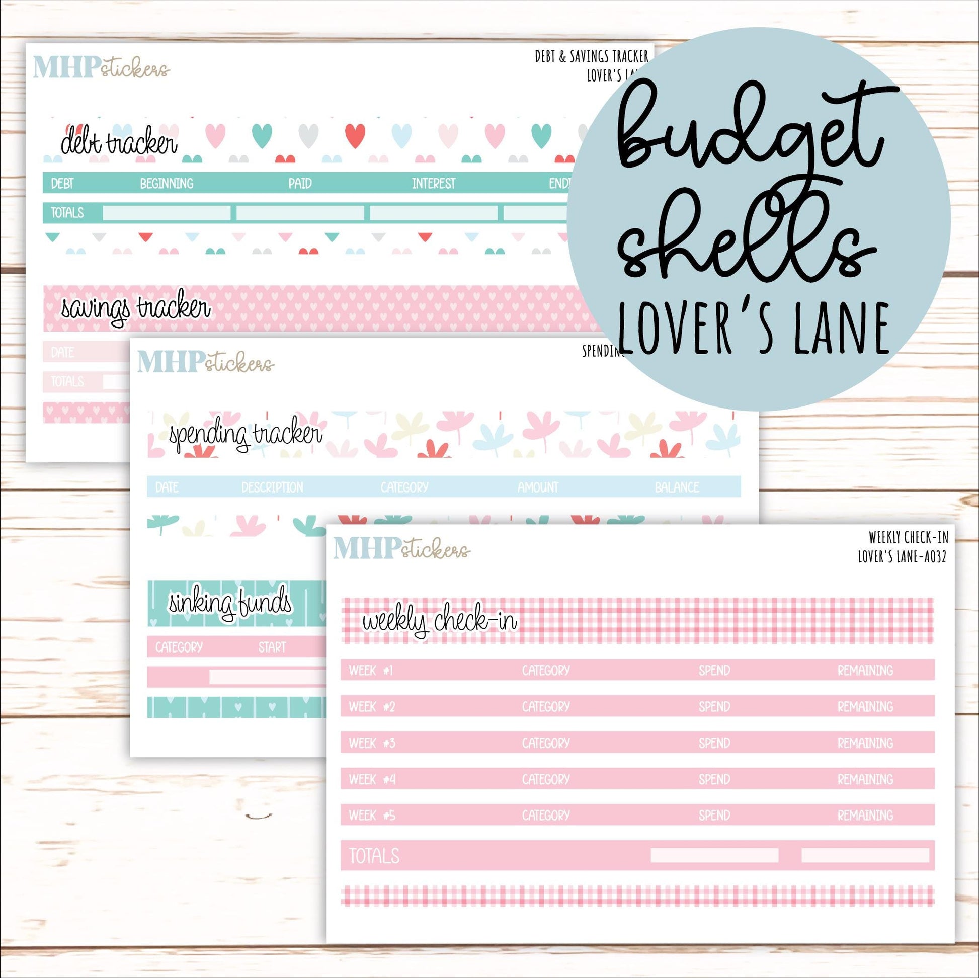 Budget Shells. Add-Ons for Laurel Denise Planners (LOVER'S LANE) || AOLL