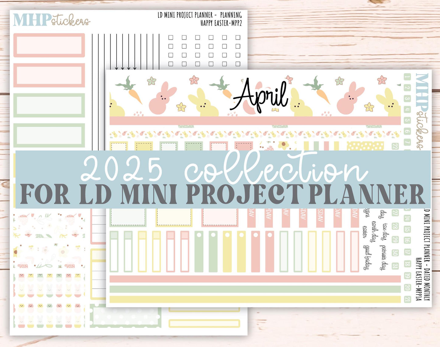 APRIL 2025 Stickers for LD Mini Project Planner "Happy Easter" || MPPHE