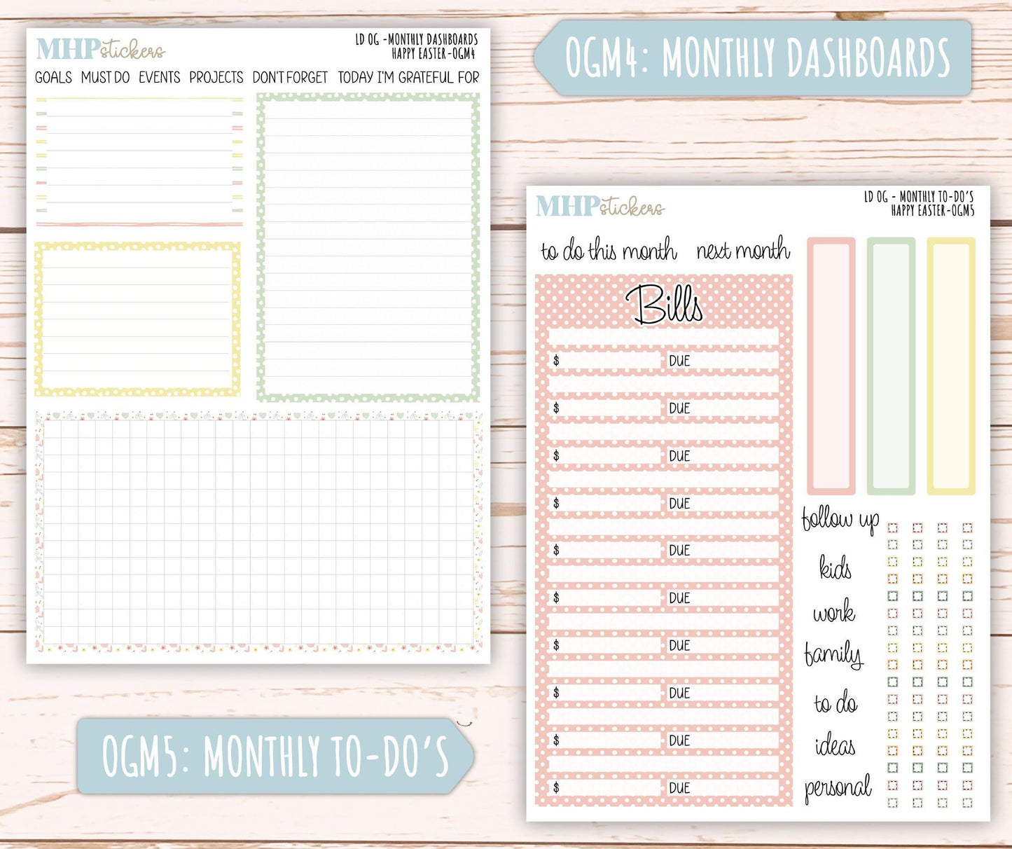 APRIL 2025 Stickers for OG Laurel Denise Planners. "Happy Easter" || OGHE