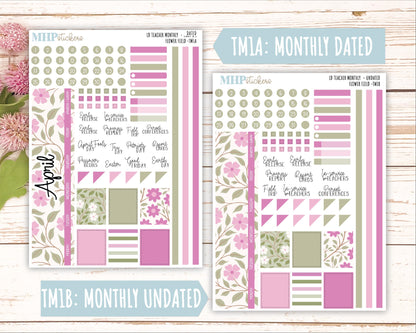 APRIL Stickers for Laurel Denise Teacher Planners. "Flower Field" || TFF