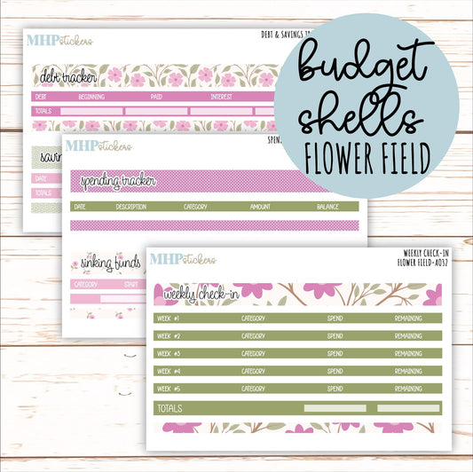 Budget Shells. Add-Ons for Laurel Denise Planners "Flower Field" || AOFF