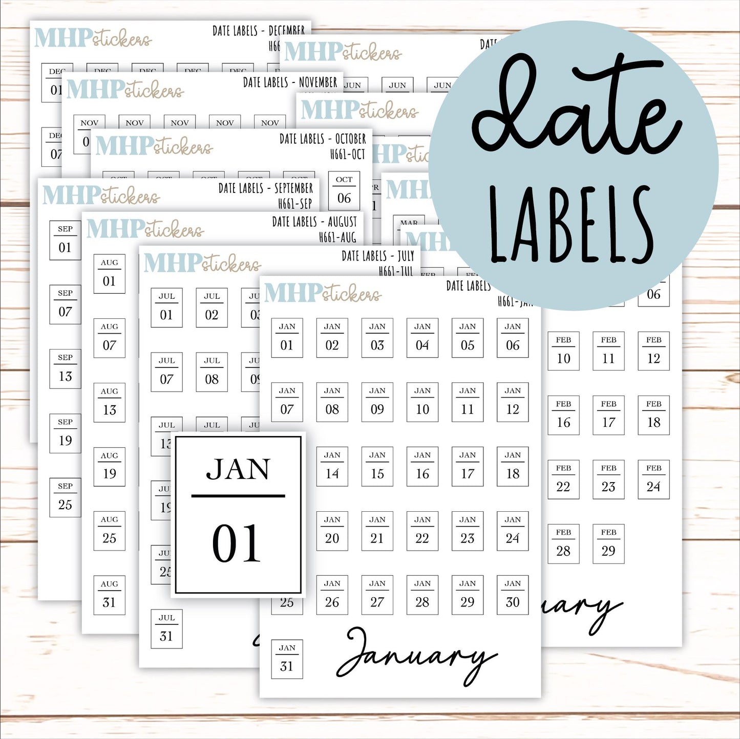 Date Labels for Planners. Sticker Planners || H661