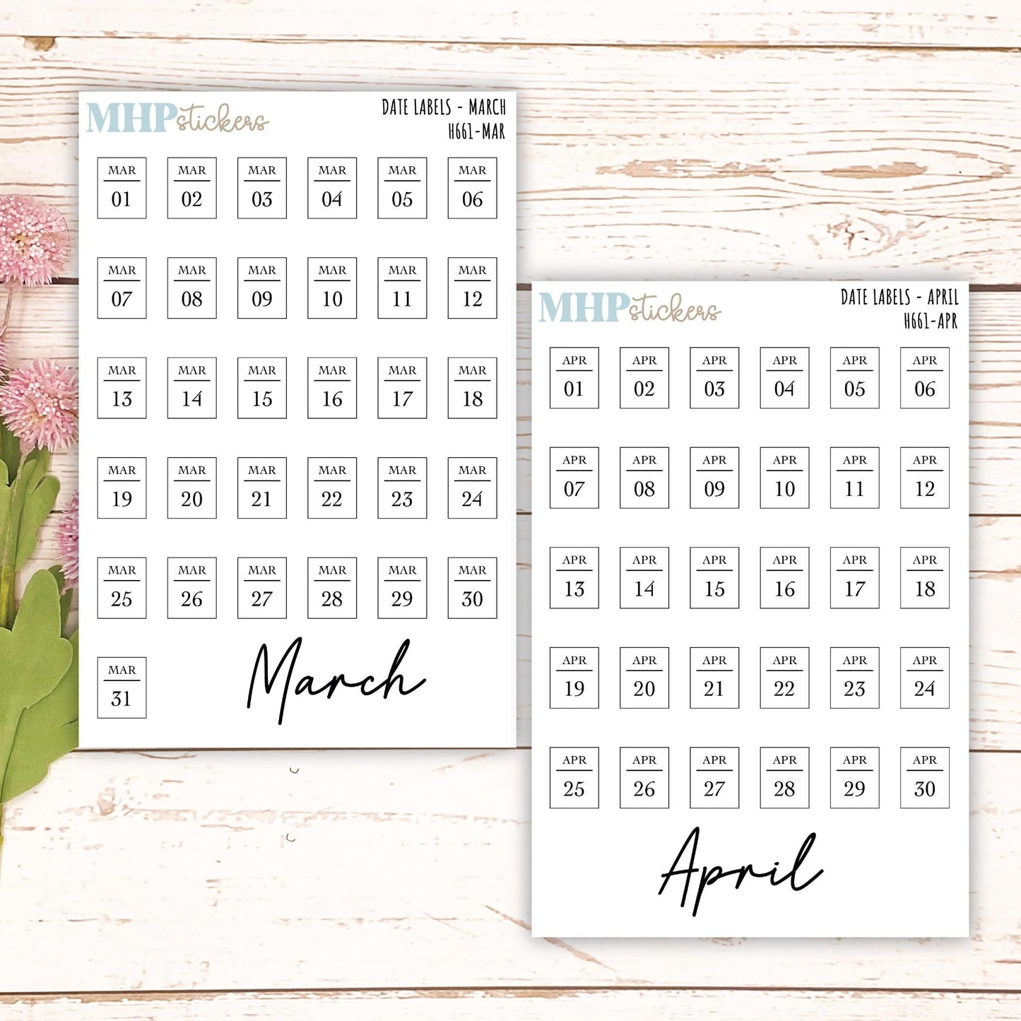 Date Labels for Planners. Sticker Planners || H661