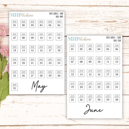 Date Labels for Planners. Sticker Planners || H661