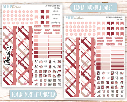 FEBRUARY 2025 Monthly Kit Stickers for 7x9 Erin Condren Planners. "Love" || ECMLV