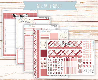 FEBRUARY 2025 Monthly Kit Stickers for 7x9 Erin Condren Planners. "Love" || ECMLV