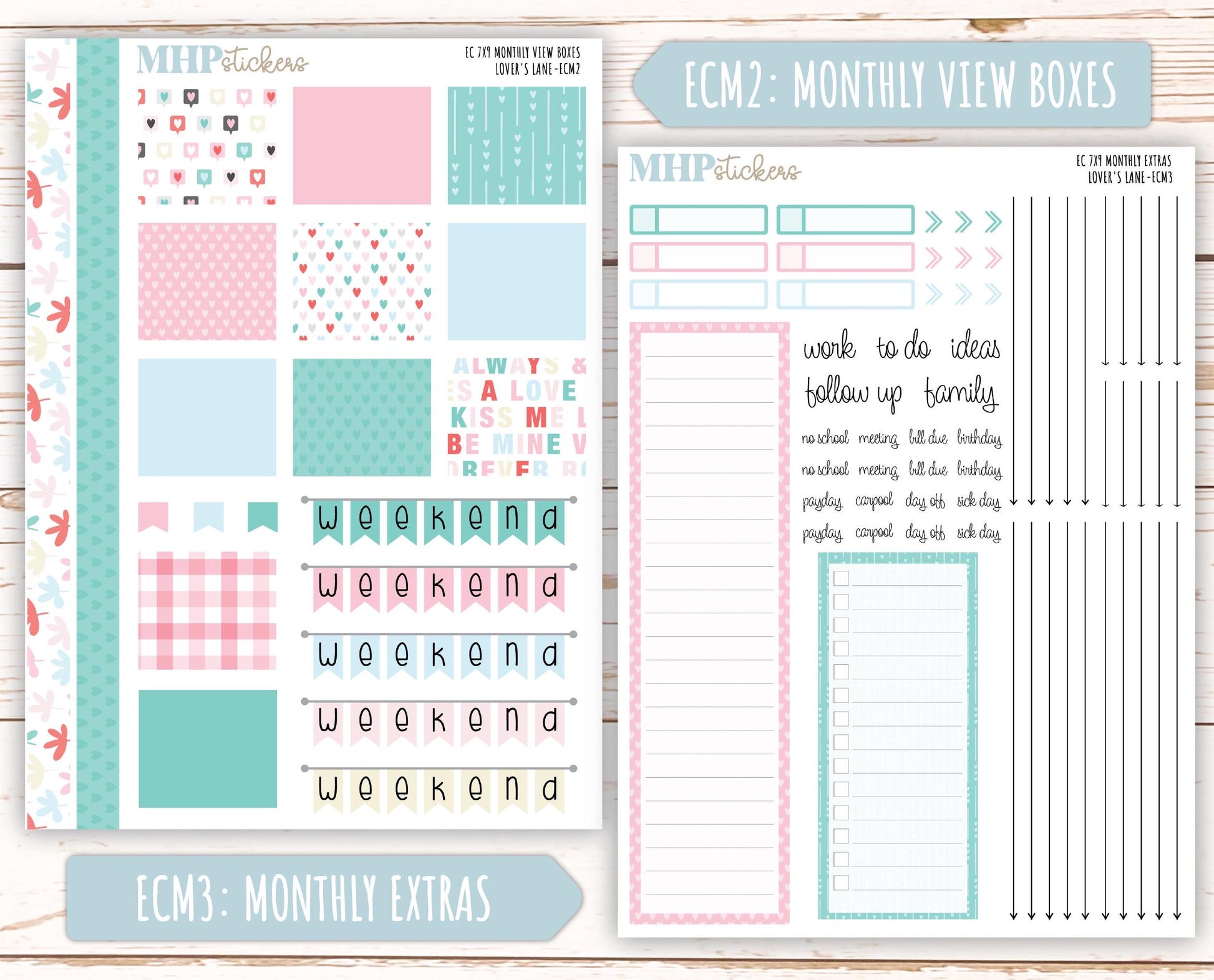 FEBRUARY 2025 Monthly Kit Stickers for 7x9 Erin Condren Planners. "Lover's Lane" || ECMLL