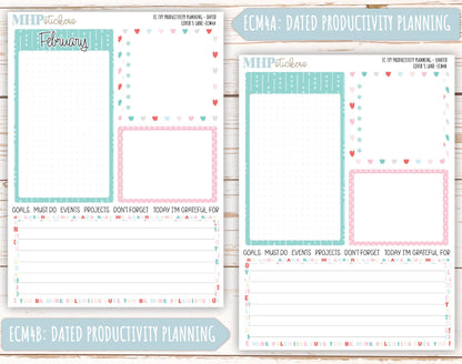 FEBRUARY 2025 Monthly Kit Stickers for 7x9 Erin Condren Planners. "Lover's Lane" || ECMLL