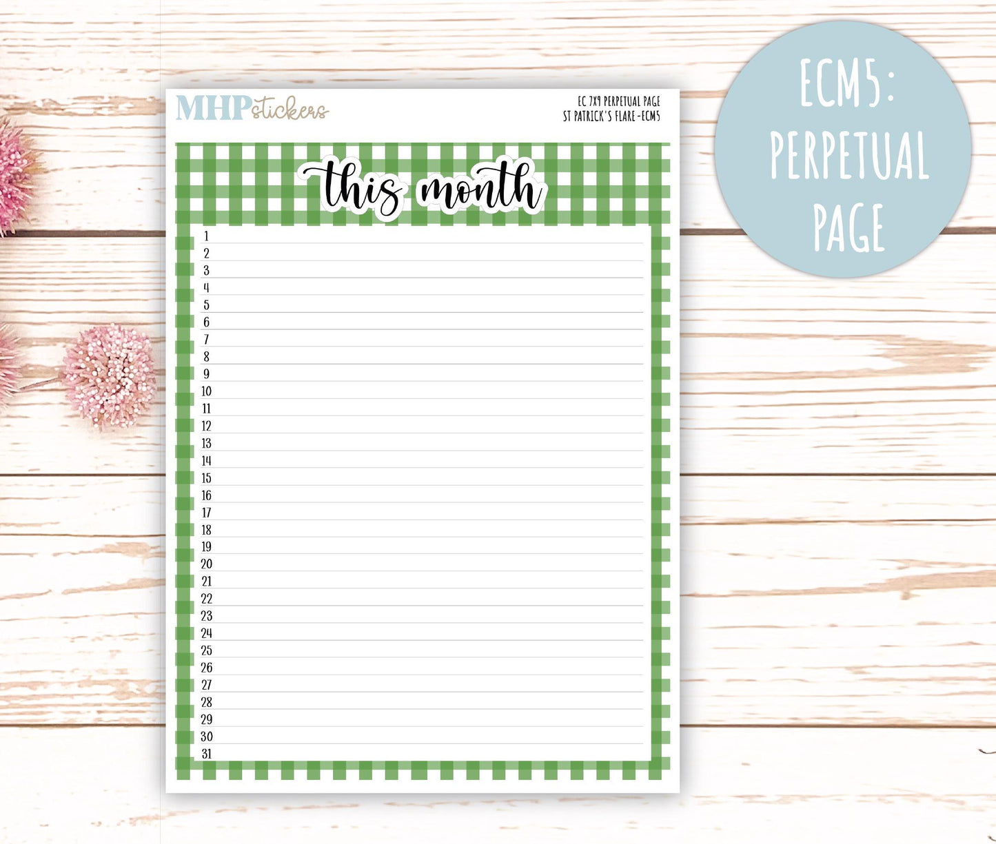 MARCH 2025 Monthly Kit Stickers for 7x9 Erin Condren Planners. "St Patrick's Flare" || ECMSPF