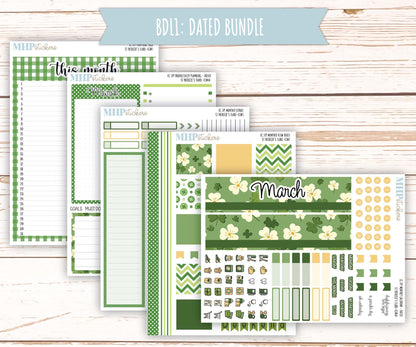 MARCH 2025 Monthly Kit Stickers for 7x9 Erin Condren Planners. "St Patrick's Flare" || ECMSPF