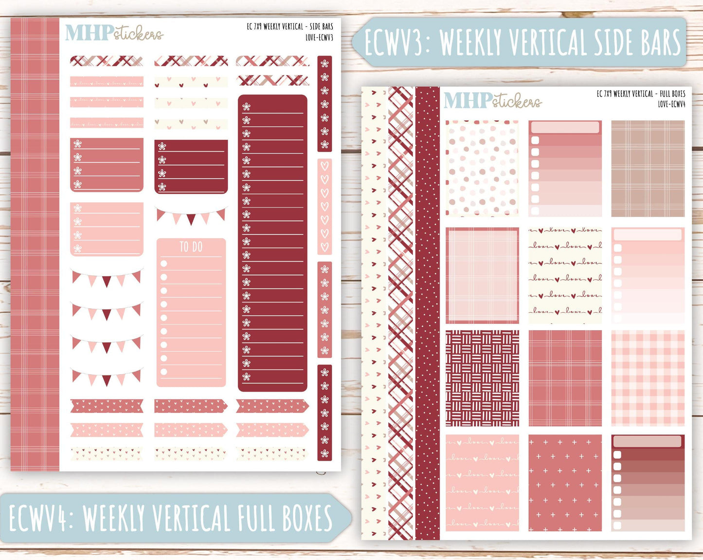 FEBRUARY Weekly Planning Kits for 7x9 Erin Condren Planners. "Love" || ECWLV