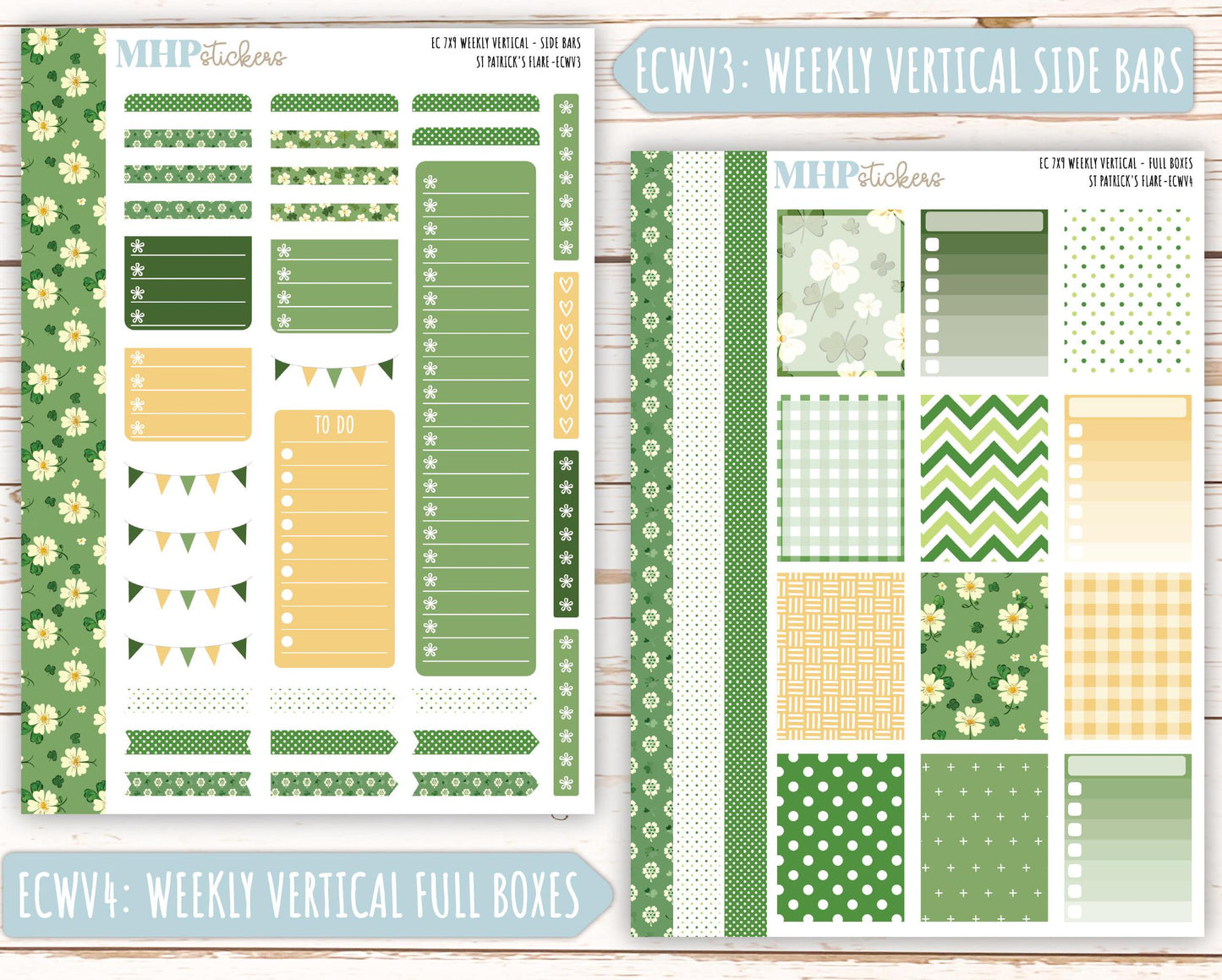 MARCH Weekly Planning Kits for 7x9 Erin Condren Planners. "St Patrick's Flare" || ECWSPF