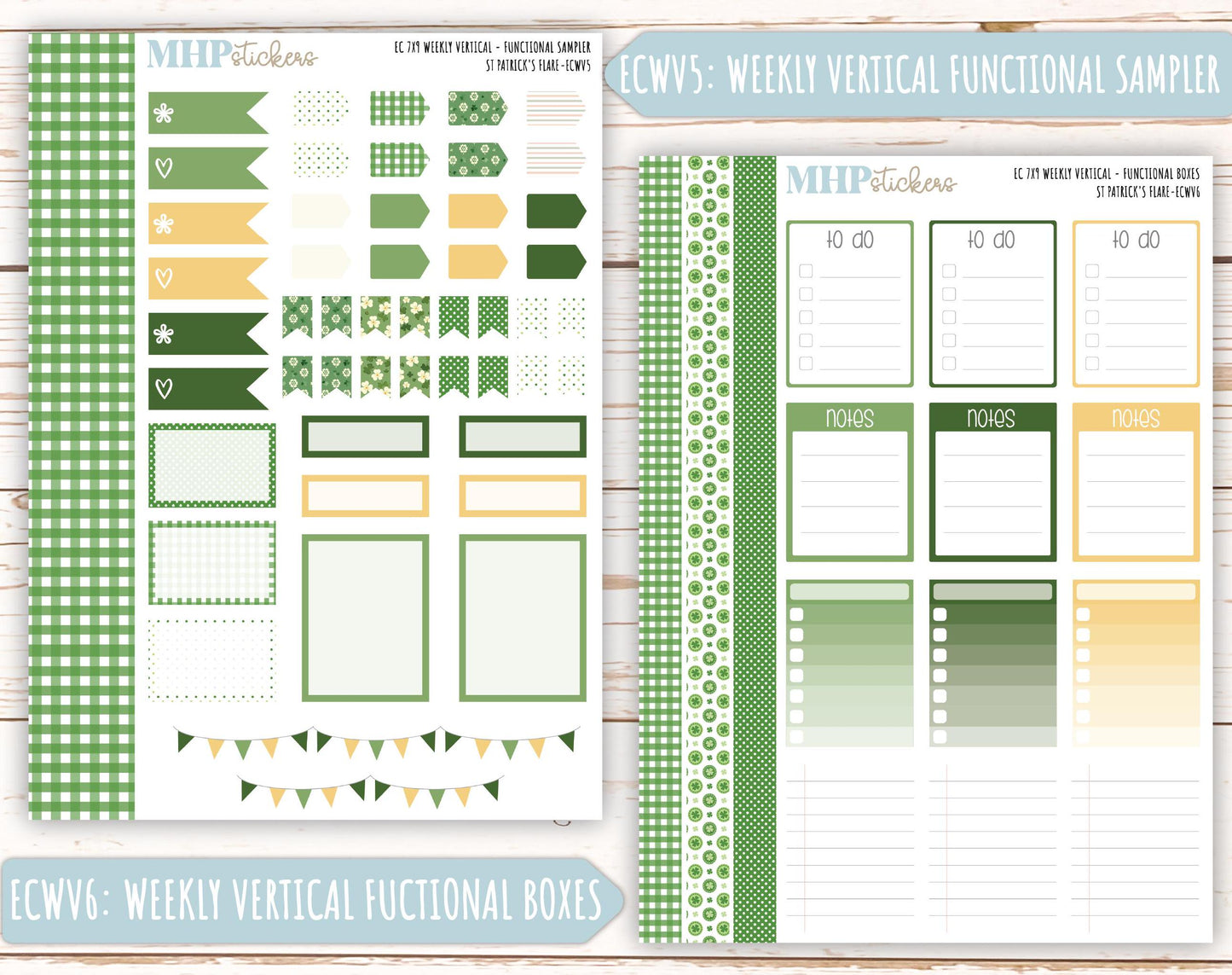 MARCH Weekly Planning Kits for 7x9 Erin Condren Planners. "St Patrick's Flare" || ECWSPF