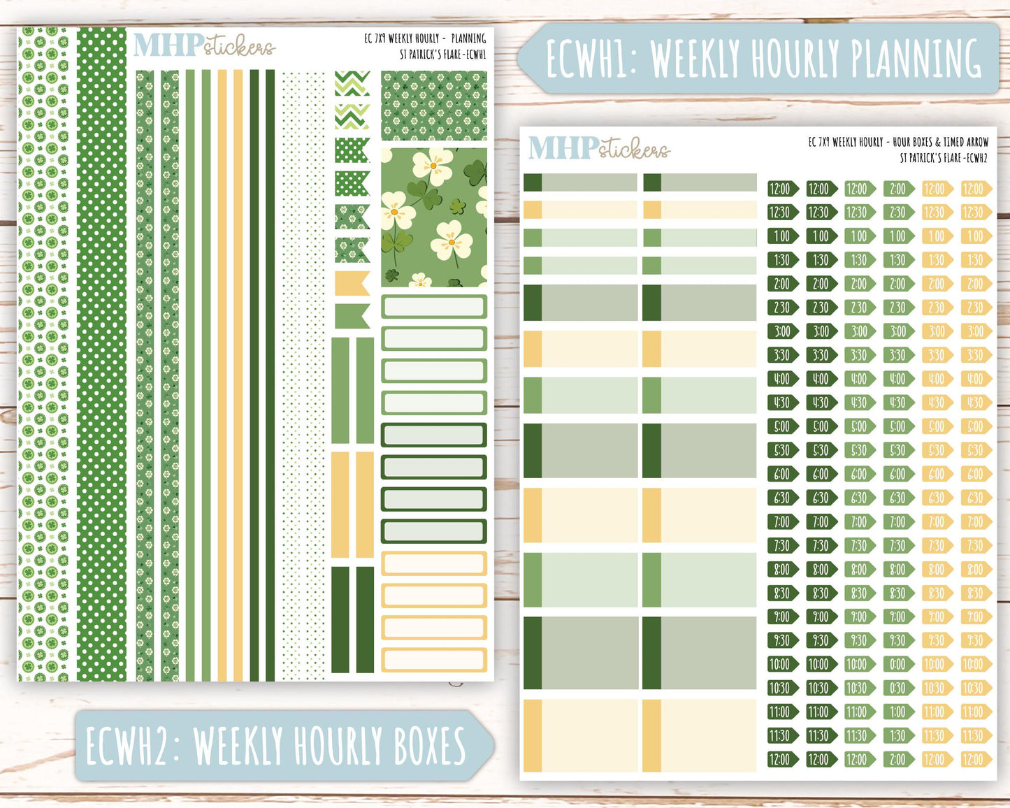 MARCH Weekly Planning Kits for 7x9 Erin Condren Planners. "St Patrick's Flare" || ECWSPF