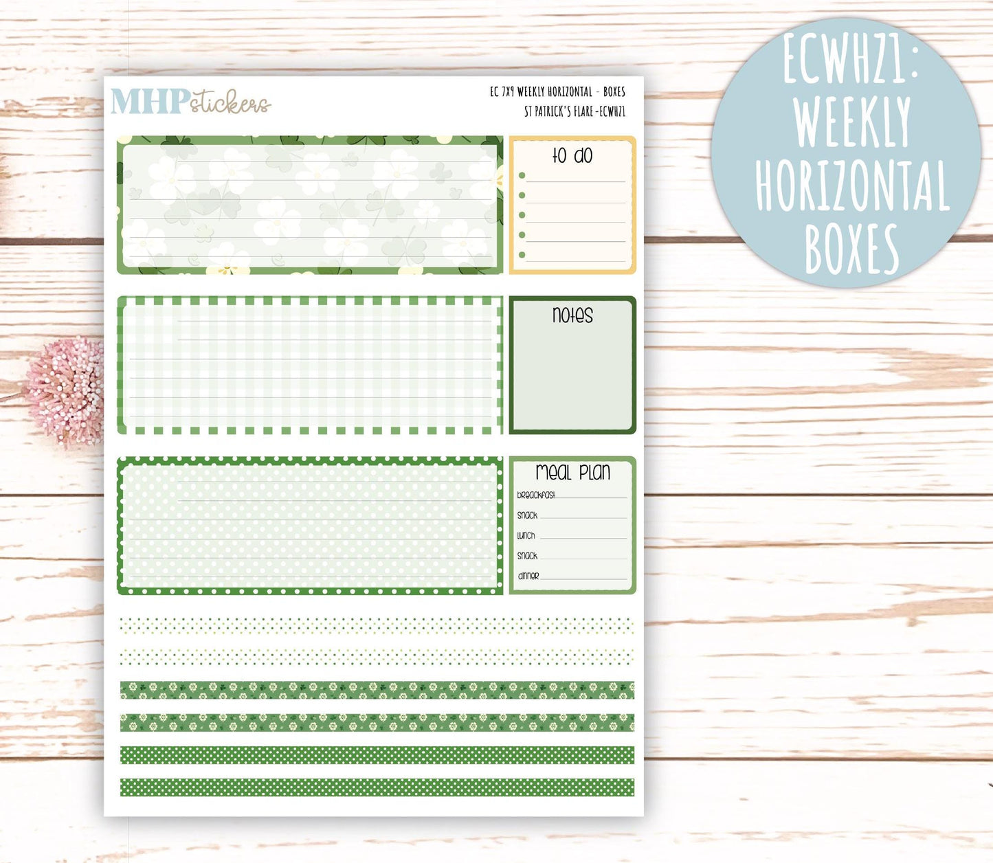 MARCH Weekly Planning Kits for 7x9 Erin Condren Planners. "St Patrick's Flare" || ECWSPF