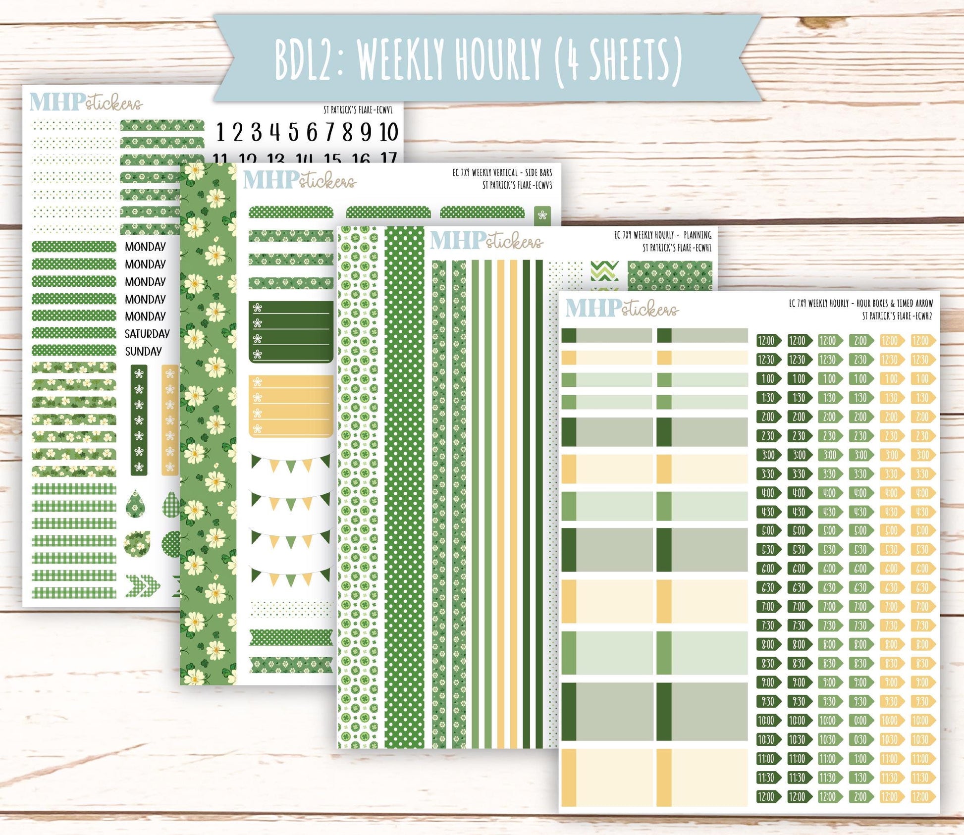 MARCH Weekly Planning Kits for 7x9 Erin Condren Planners. "St Patrick's Flare" || ECWSPF