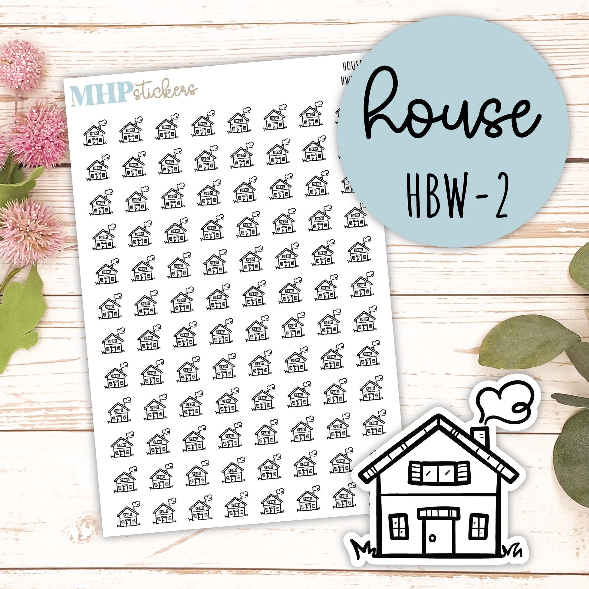 HOUSE - Black & White Icon. Planner Stickers || HBW-2