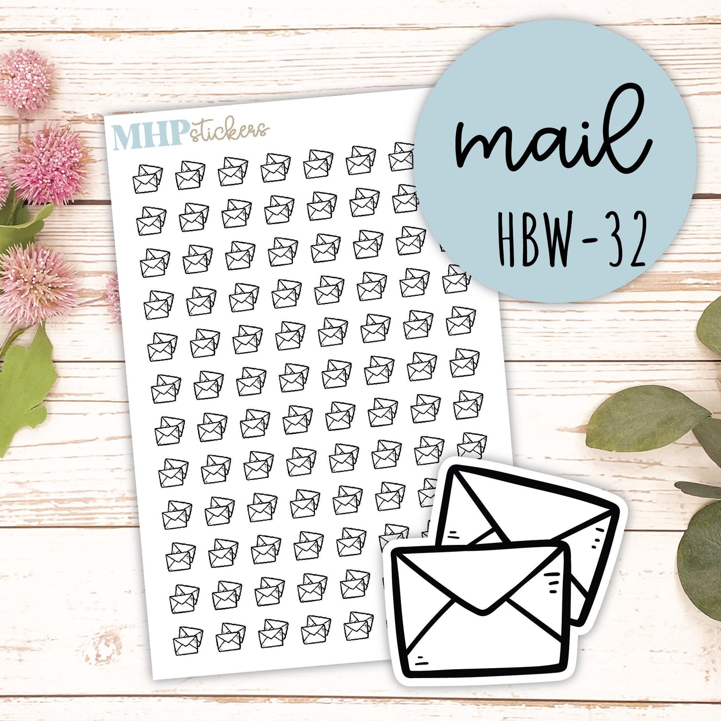 MAIL - Black & White Icon. Planner Stickers || HBW-32