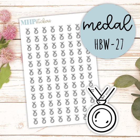 MEDAL - Black & White Icon. Planner Stickers || HBW-27