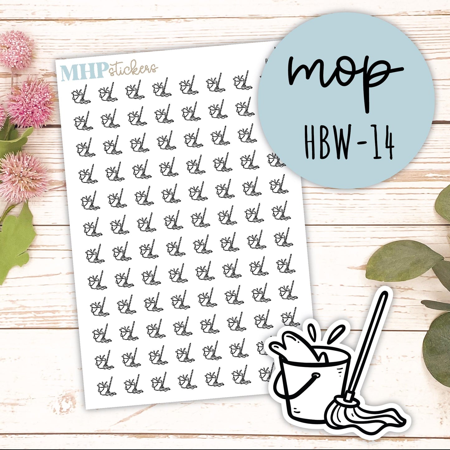 MOP - Black & White Icon. Planner Stickers || HBW-14