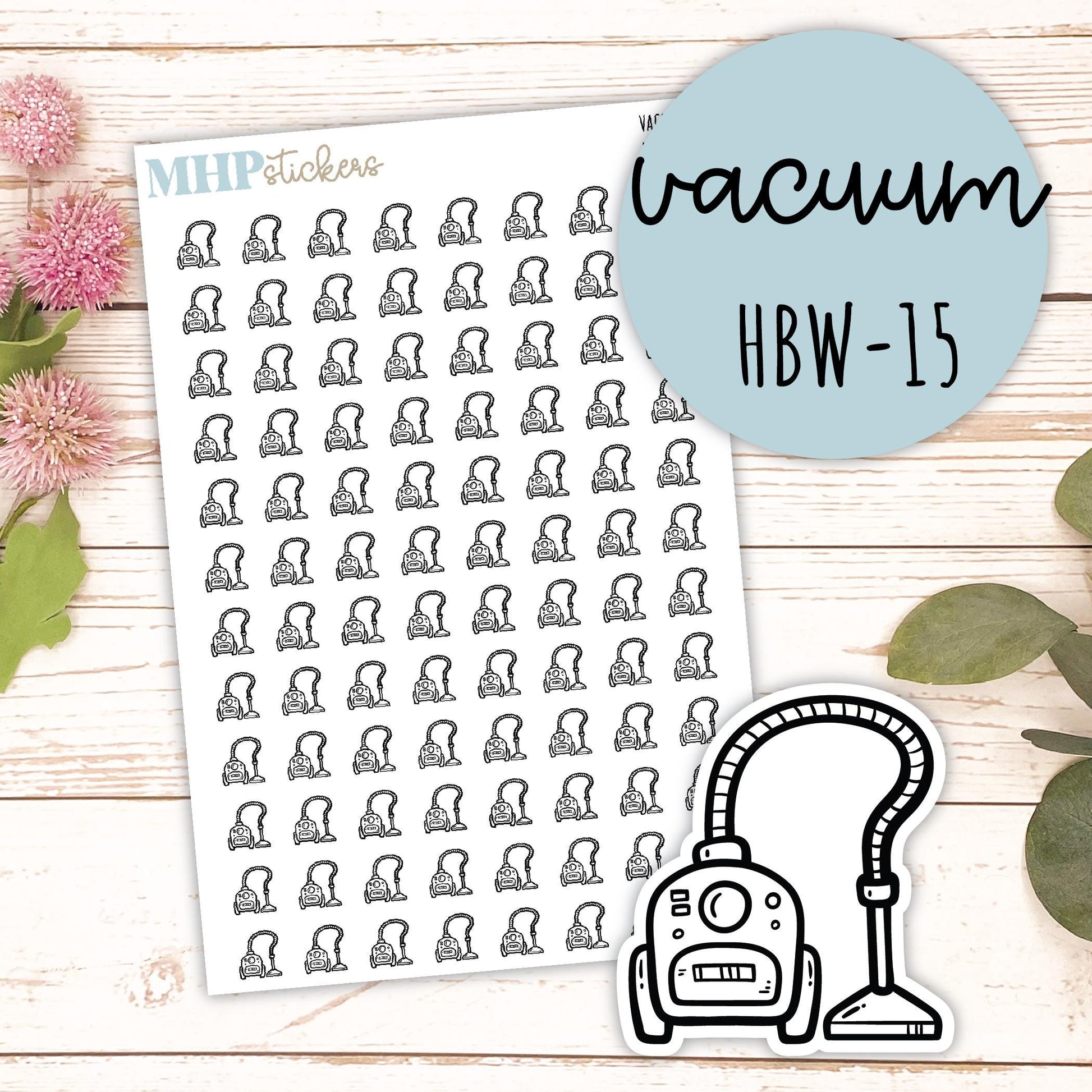 VACUUM Black & White Icon. Planner Stickers || HBW-15