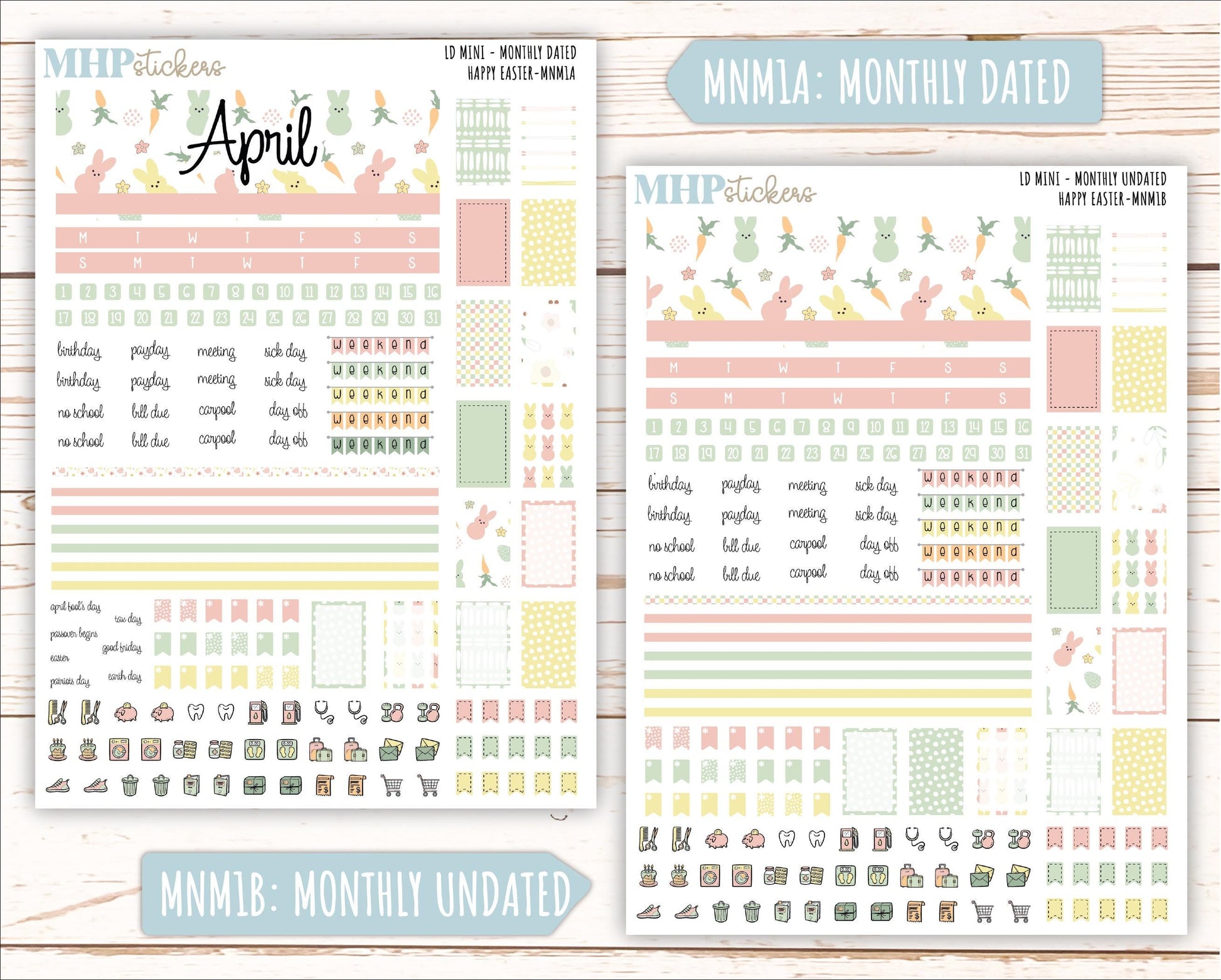 APRIL 2025 Stickers for MINI Laurel Denise Planners "Happy Easter" || MNHE