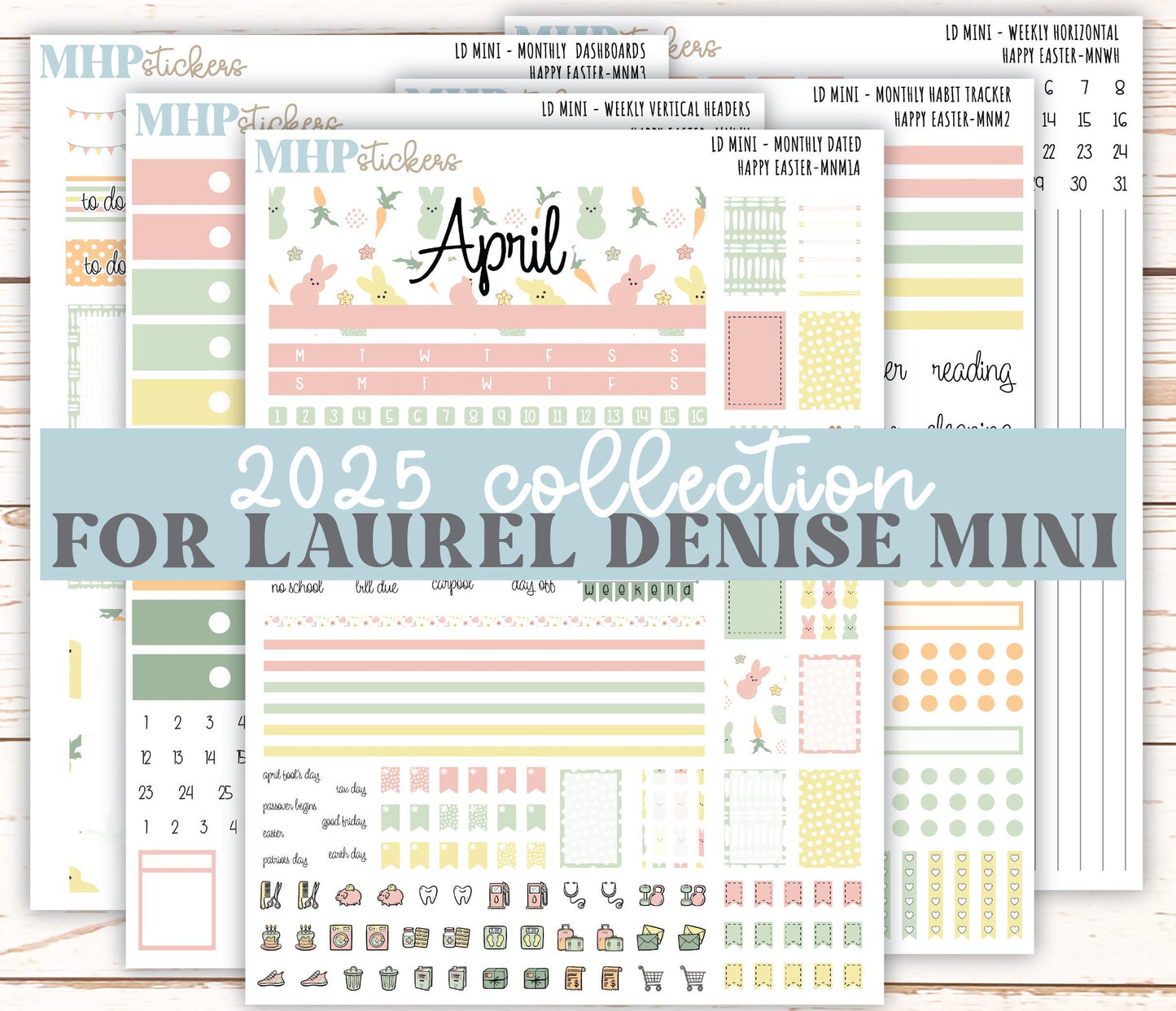 APRIL 2025 Stickers for MINI Laurel Denise Planners "Happy Easter" || MNHE