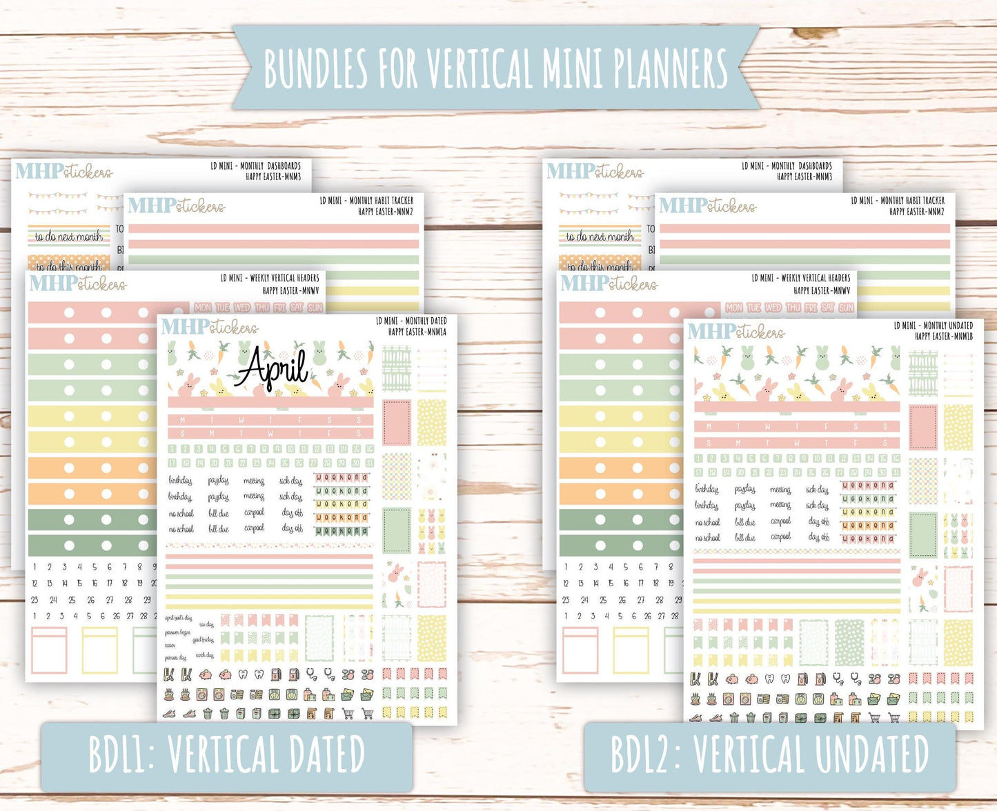 APRIL 2025 Stickers for MINI Laurel Denise Planners "Happy Easter" || MNHE