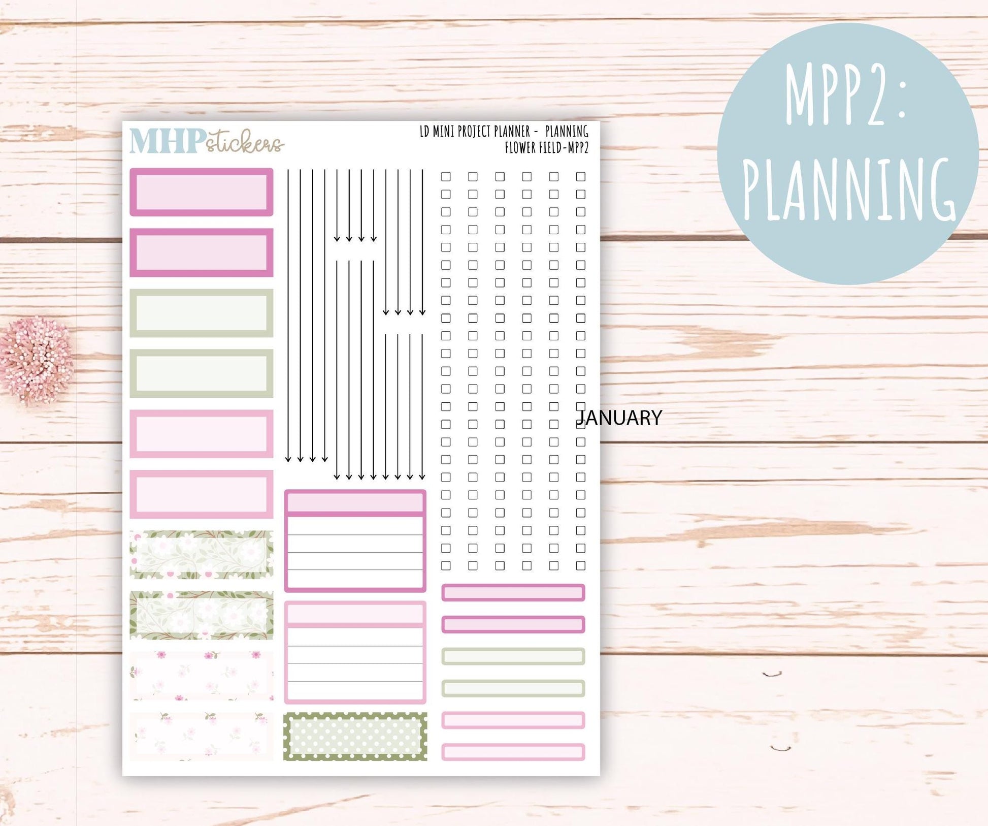 APRIL 2025 Stickers for LD Mini Project Planner "Flower Field" || MPPFF