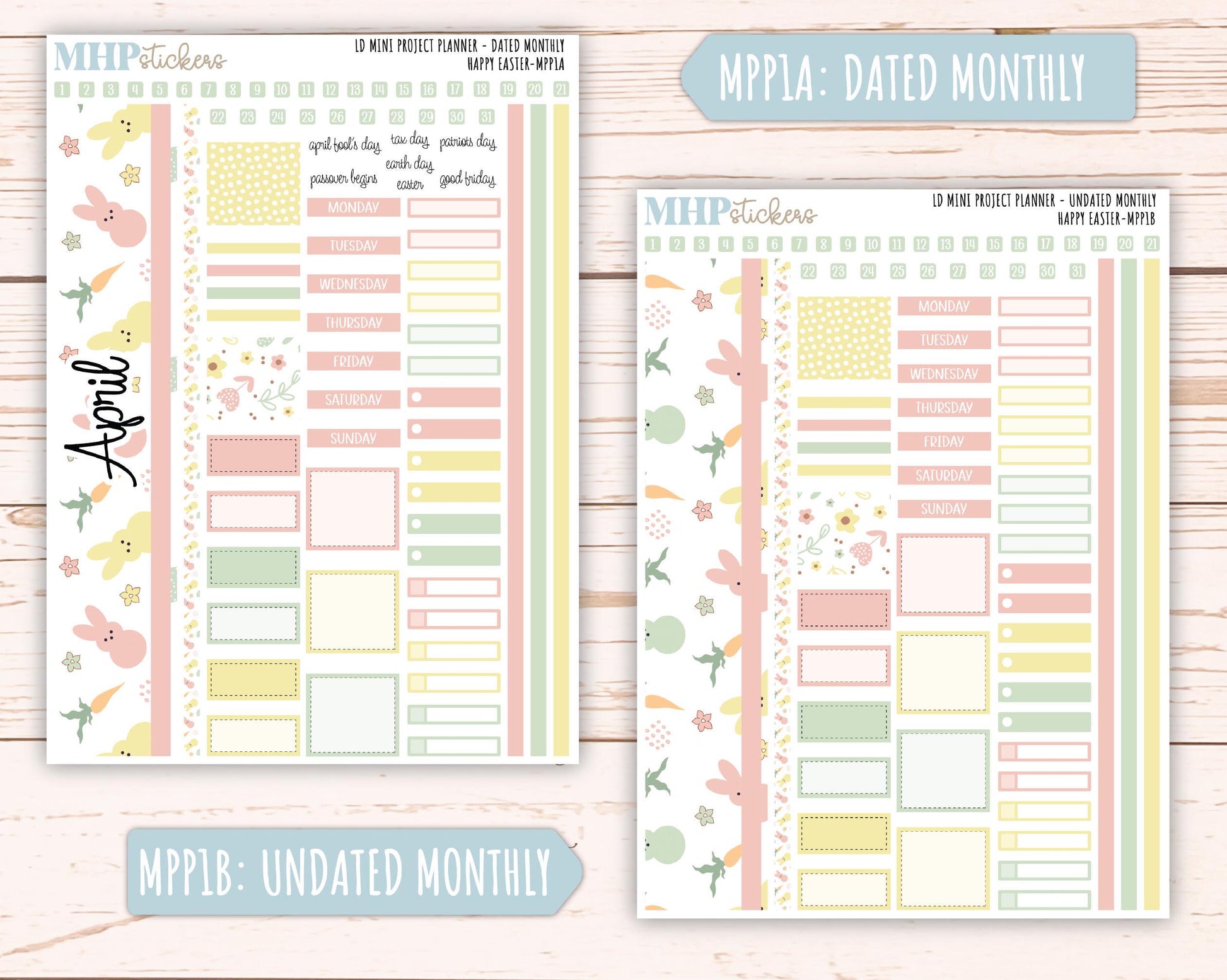 APRIL 2025 Stickers for LD Mini Project Planner "Happy Easter" || MPPHE