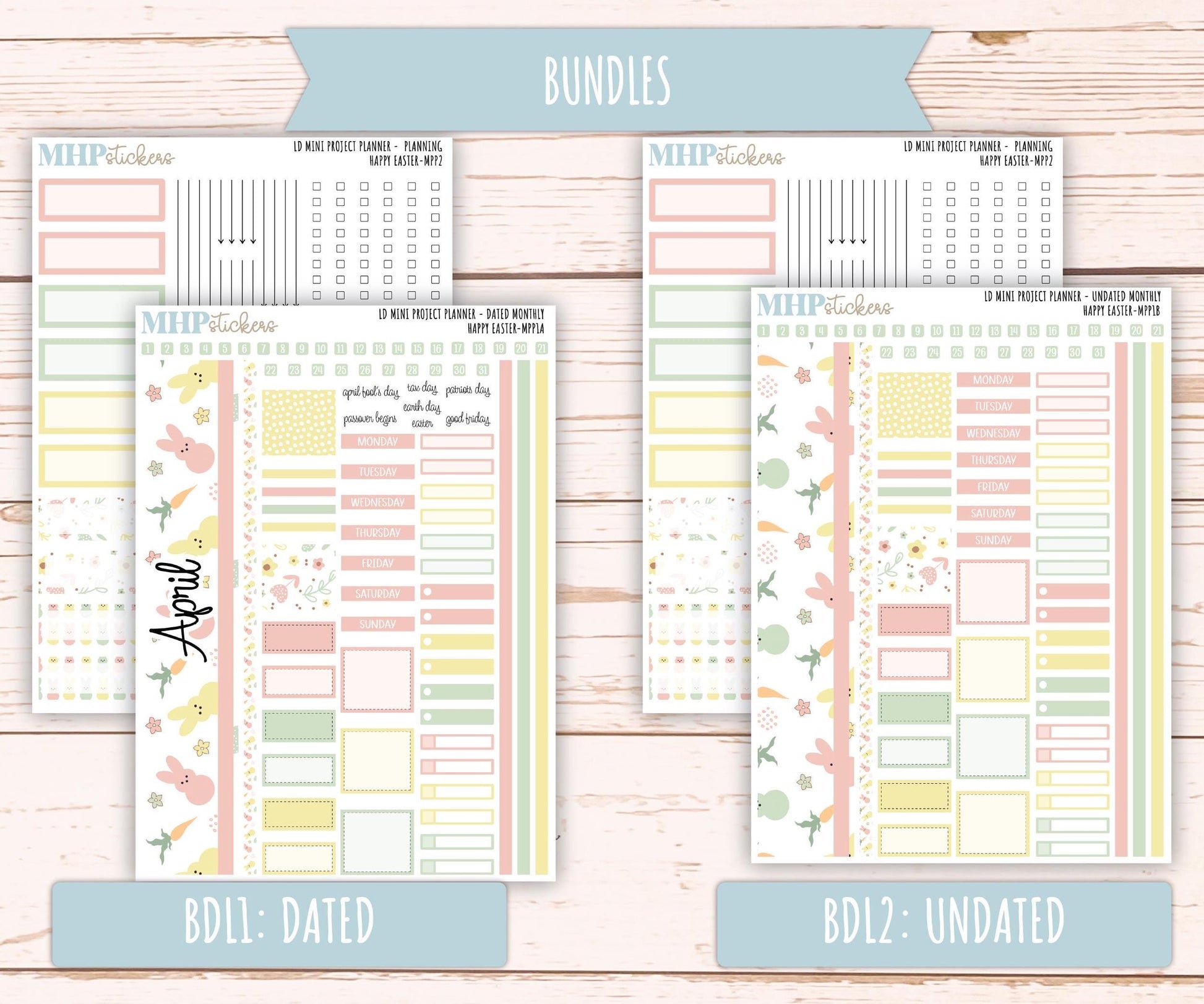 APRIL 2025 Stickers for LD Mini Project Planner "Happy Easter" || MPPHE