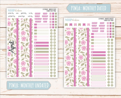 APRIL 2025 Stickers for Laurel Denise Portrait Planners. "Flower Field" || PTFF