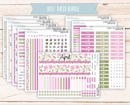 APRIL 2025 Stickers for Laurel Denise Portrait Planners. "Flower Field" || PTFF