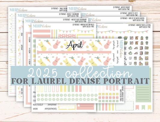 APRIL 2025 Stickers for Laurel Denise Portrait Planners. "Happy Easter" || PTHE