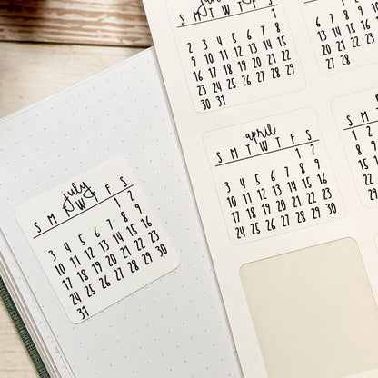 Mini 2024 Calendar Stickers for Planners and Bullet Journals, and Homeschool Planner || F705