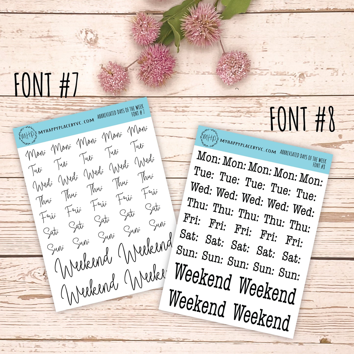 Abbreviated days of the Week Stickers for College Planner. Stickers for Students, Teacher and Homeschool Planner || Q105