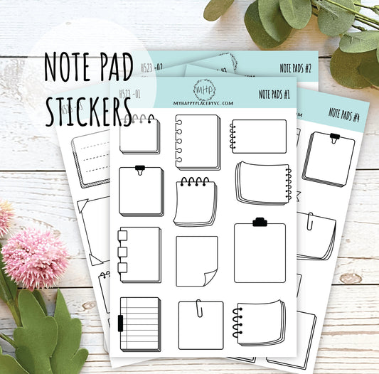 Note Pads Stickers for Planners, Organizers and Bullet Journals.Stickers for Planners.  Doodle Stickers || H525