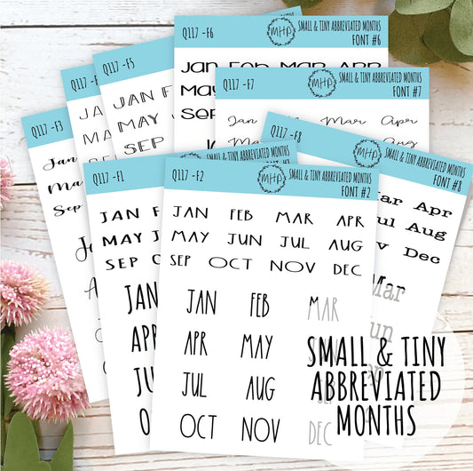 Small Abbreviated Month Stickers for Undated Planners and Bullet Journals || Q117