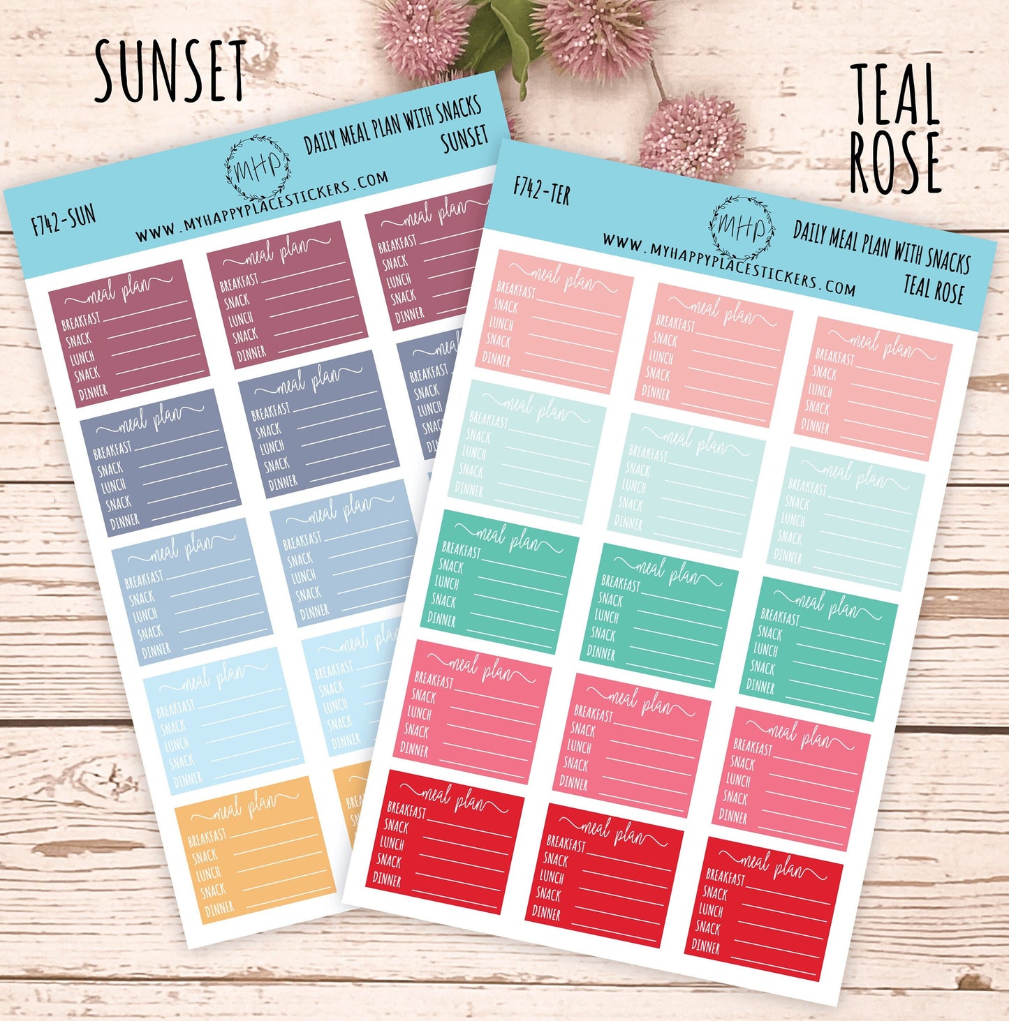 Daily Meal Planner with Snack. Stickers for Bullet Journals and Planners || F742