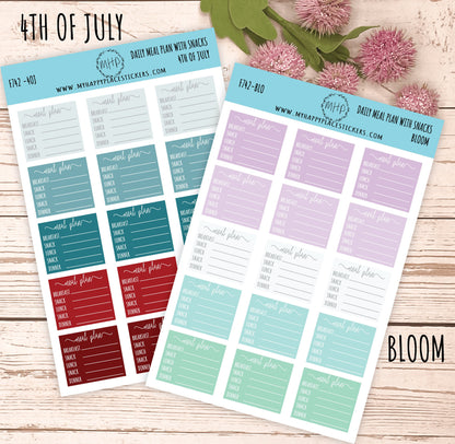 Daily Meal Planner with Snack. Stickers for Bullet Journals and Planners || F742