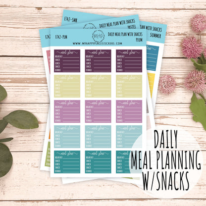 Daily Meal Planner with Snack. Stickers for Bullet Journals and Planners || F742