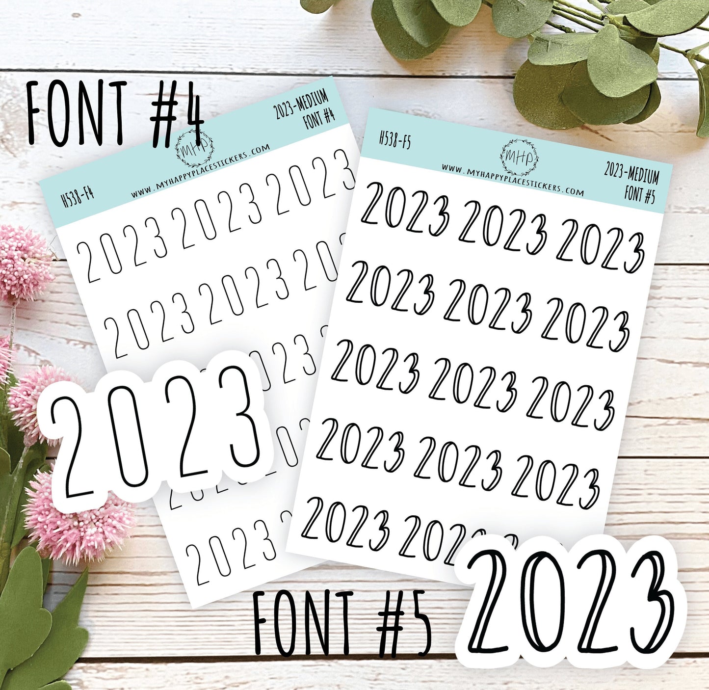 2023 Year Stickers Medium Size for Bullet Journals and Planners || H538