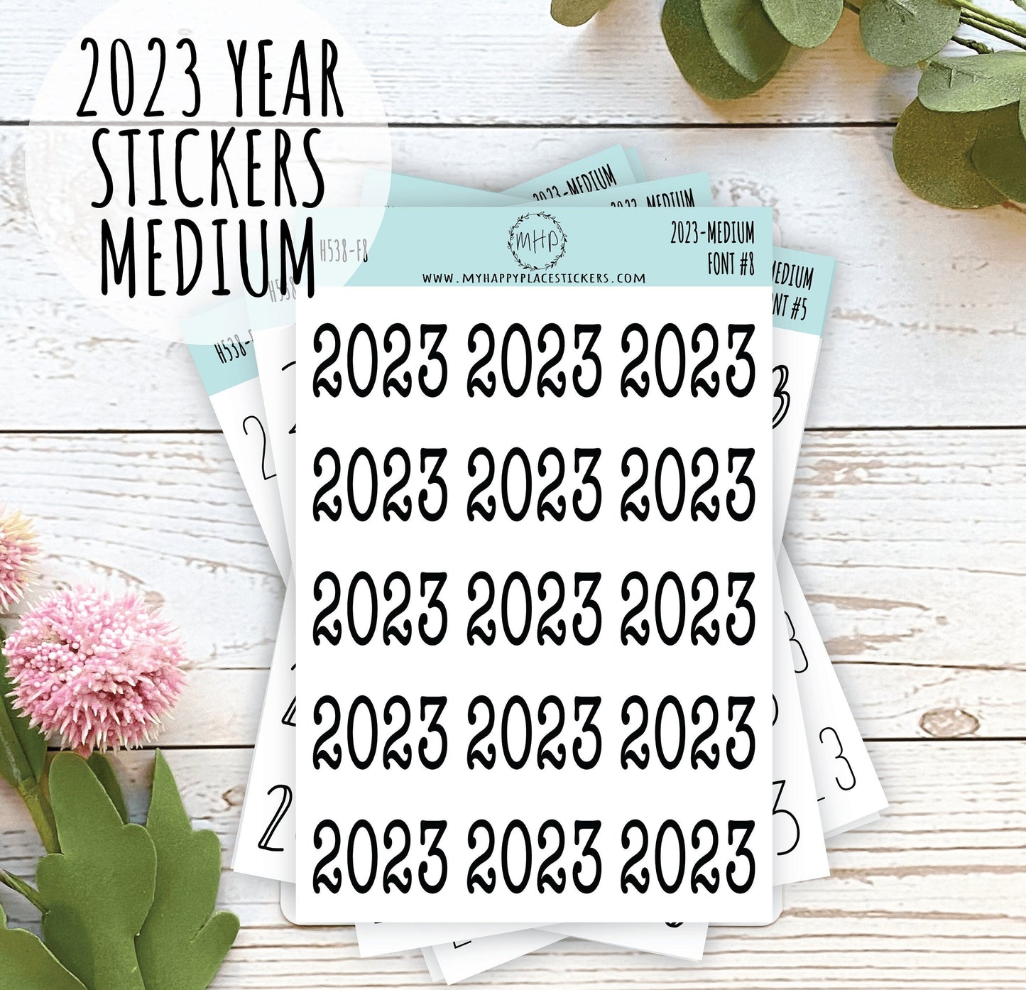 2023 Year Stickers Medium Size for Bullet Journals and Planners || H538