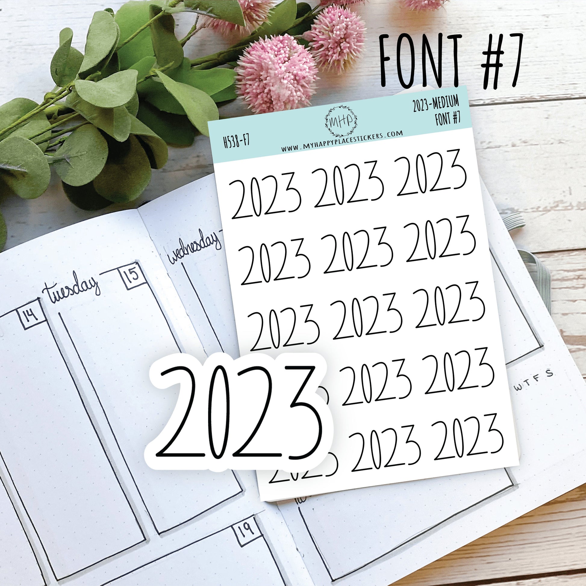 2023 Year Stickers Medium Size for Bullet Journals and Planners || H538