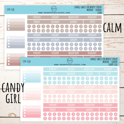 Change Labels for Monthly Spread. EC 7 x 9 Monthly Spread || 749