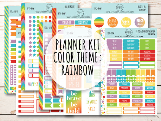 Weekly Kit Sheets "RAINBOW". Stickers for Planners