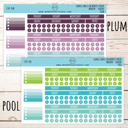 Change Labels for Monthly Spread. EC 7 x 9 Monthly Spread || 749